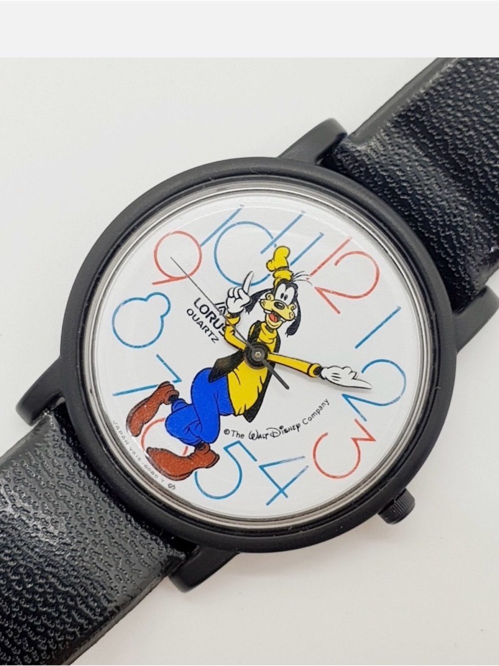 1990s Lorus by Seiko Goofy Disney Watch for Men and Women Black Case WhiteDial